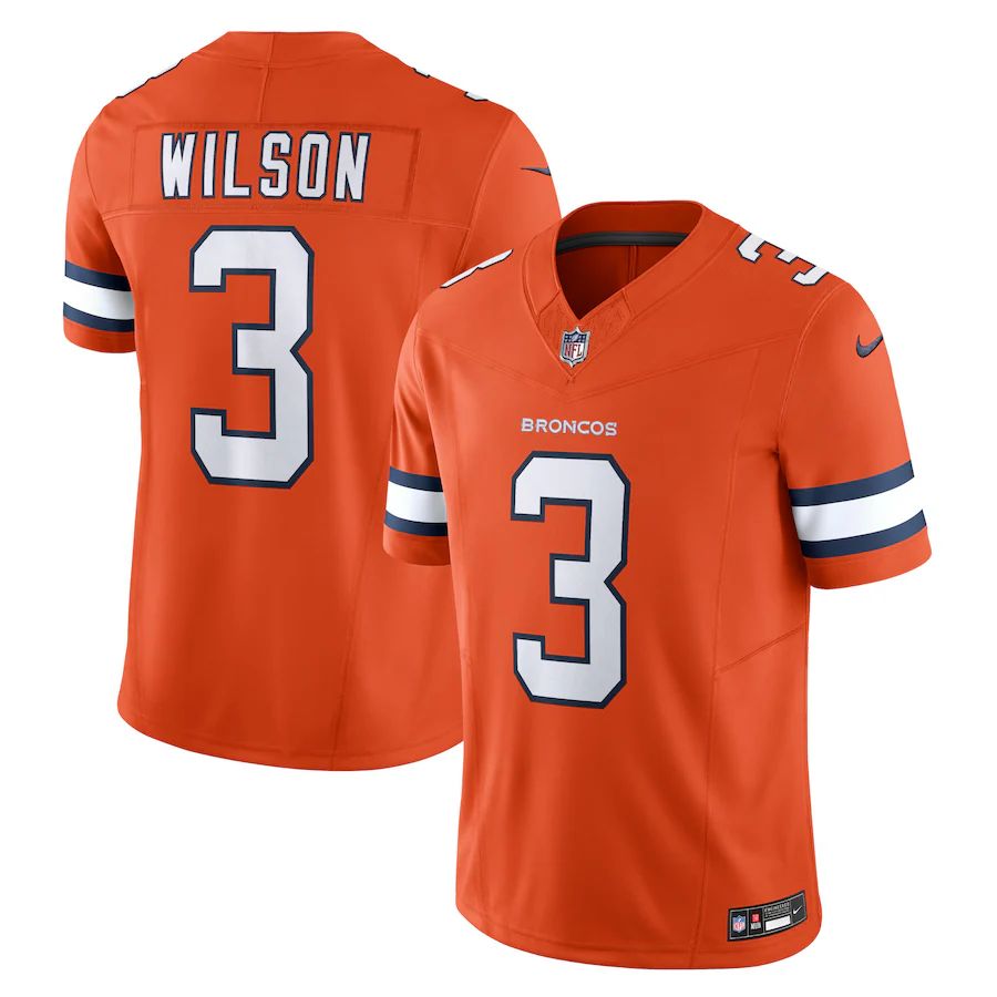 Denver Broncos 3 Russell Wilson Men'S Orange Vapor F.U.S.E. Limited