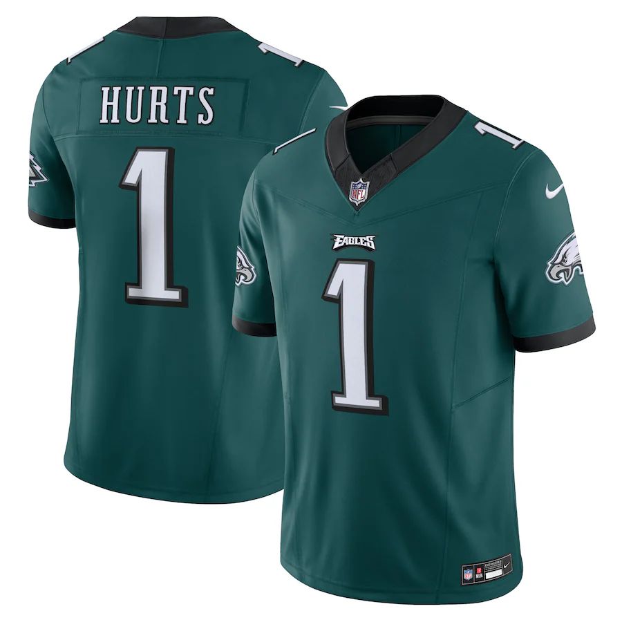 Philadelphia Eagles 1 Jalen Hurts Men'S Midnight Green Vapor F.U.S.E