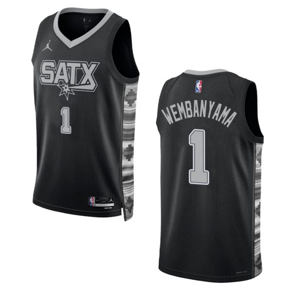 San Antonio Spurs 1 Victor Wembanyama Unisex Black 202223 Swingman