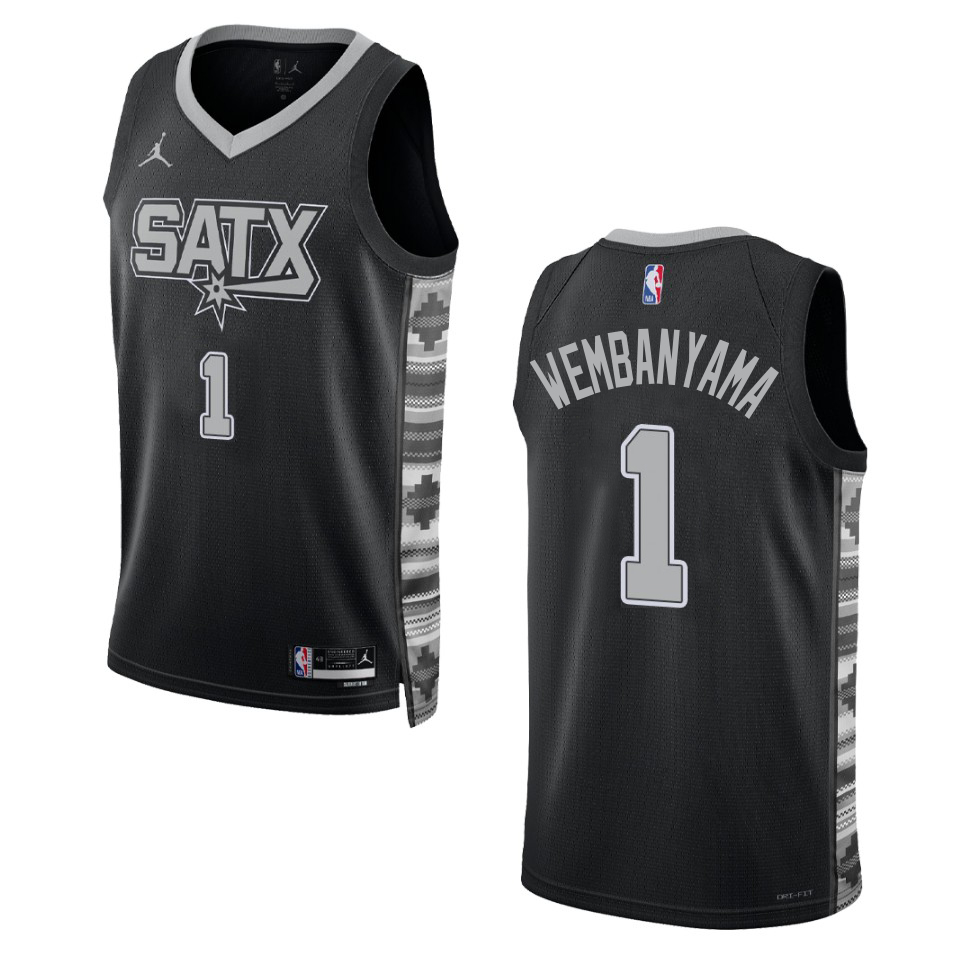 San Antonio Spurs 1 Victor Wembanyama Unisex Black 202223 Swingman